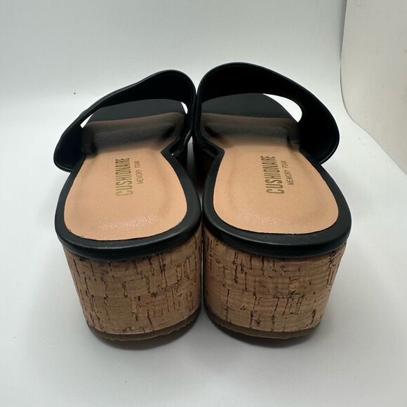 CUSHIONAIRE Women's cork wedge sandal +Memory Foam 7 BLACK - Picture 4 of 7